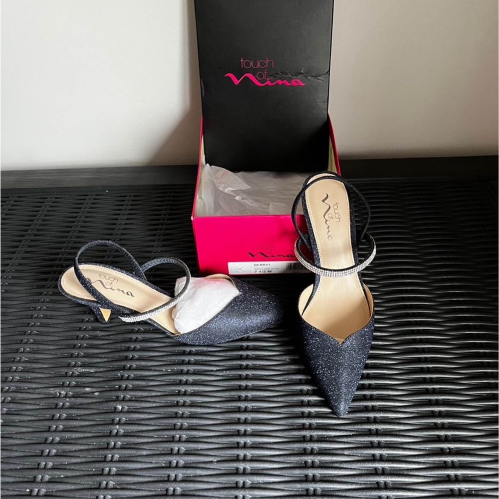 Touch of Nina Navy Heels Elegant Slip-On